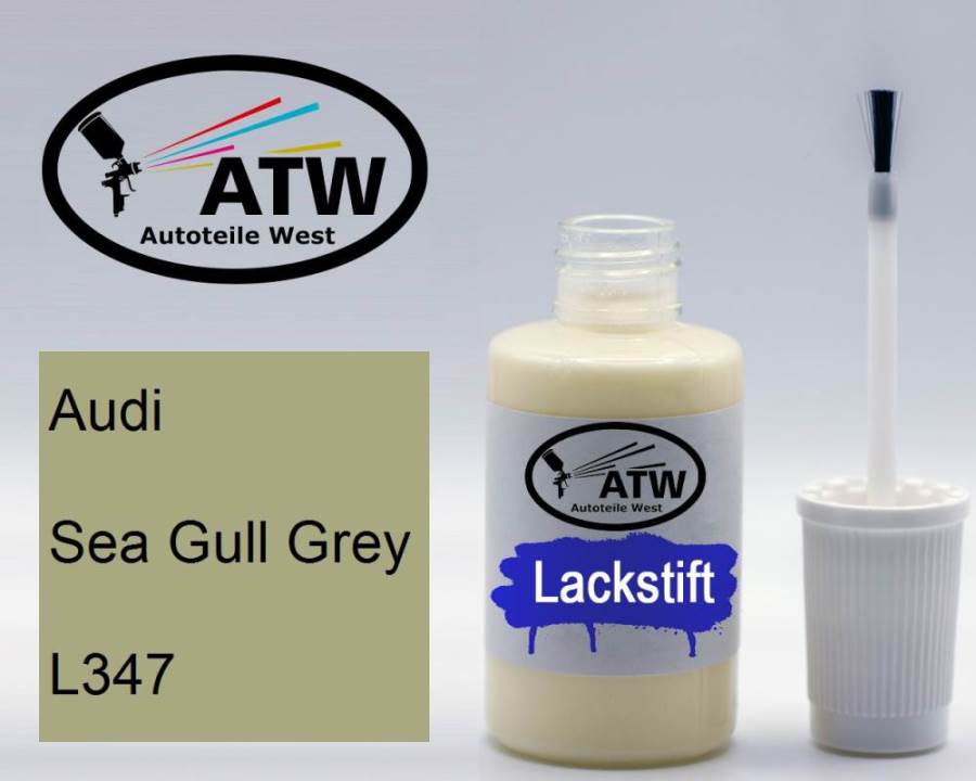 Audi, Sea Gull Grey, L347: 20ml Lackstift, von ATW Autoteile West.